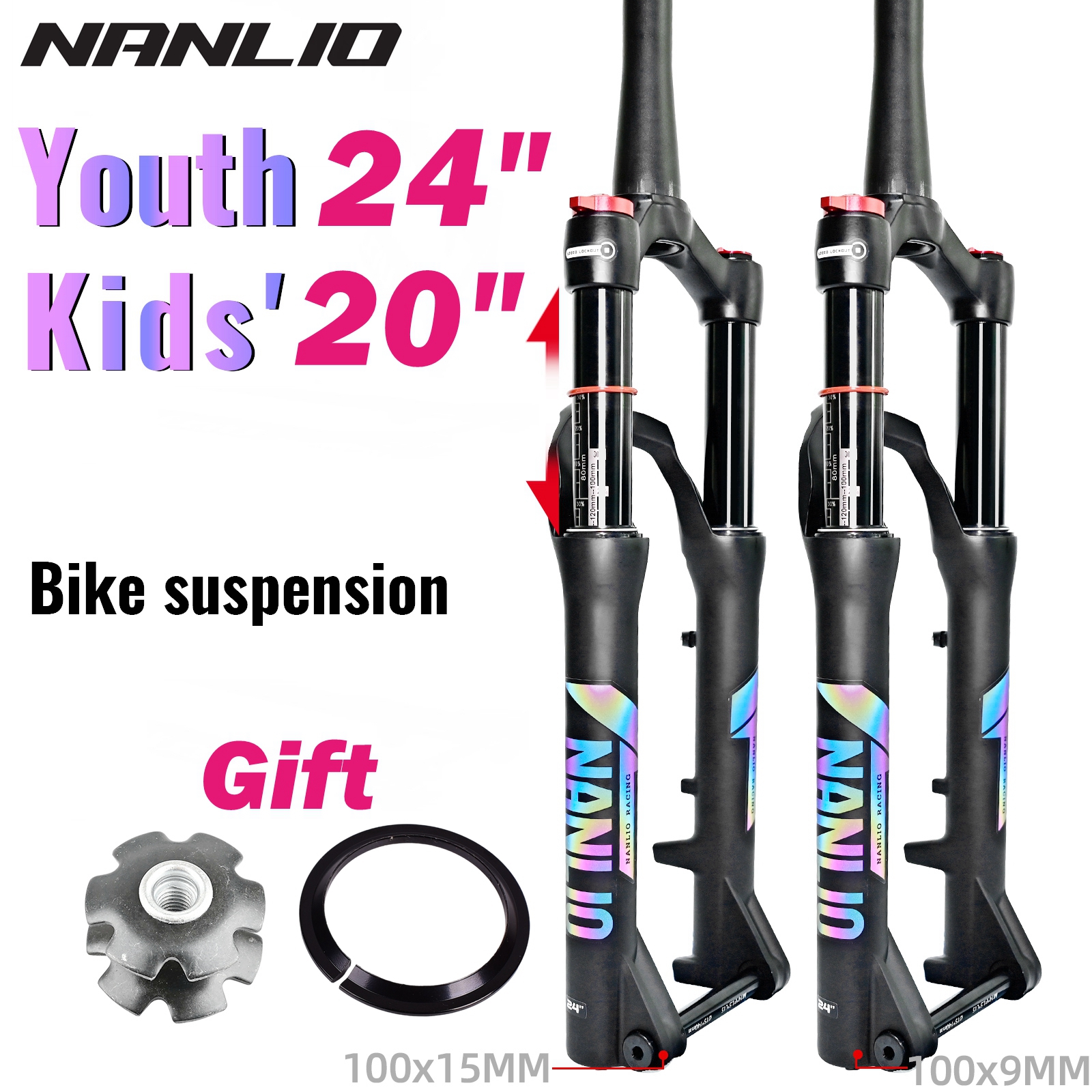 Mountain Biking Youth - Nanlio-Mountain Bike Shock Suspension Fork para