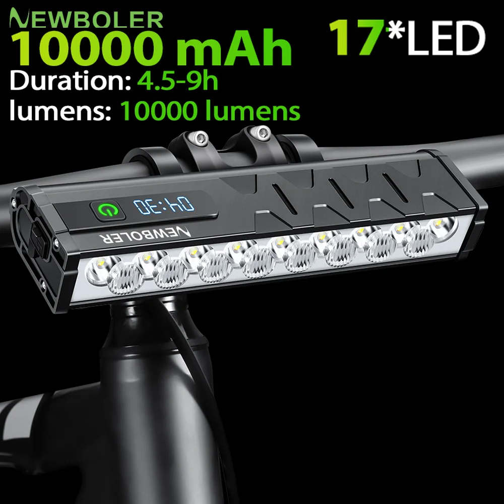 Mountain Biking Backpack - 10000mah luz da bicicleta 17 led
